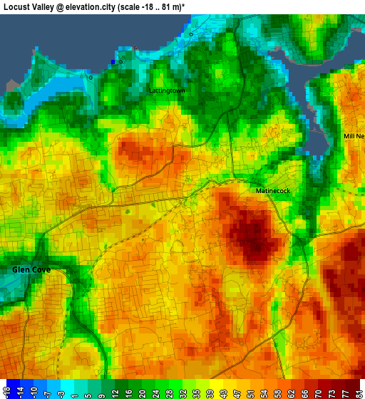 Locust Valley elevation map