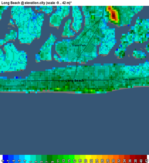 Long Beach elevation map