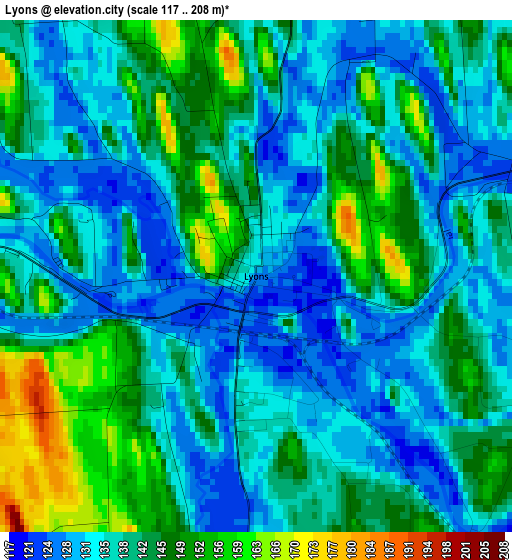 Lyons elevation map