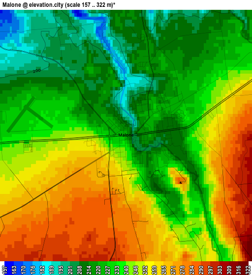 Malone elevation map