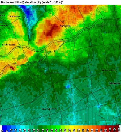 Manhasset Hills elevation map