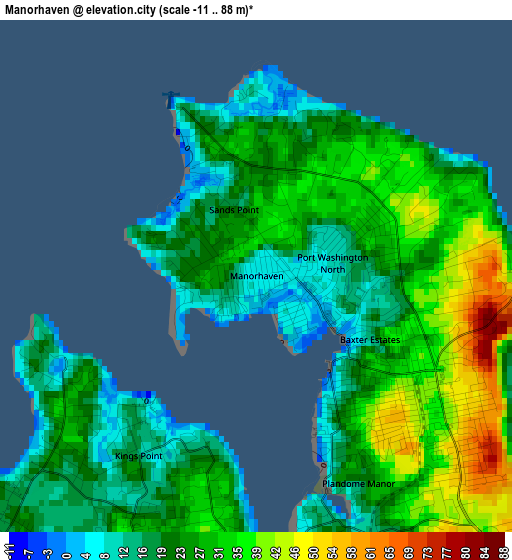 Manorhaven elevation map