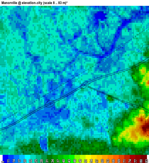 Manorville elevation map