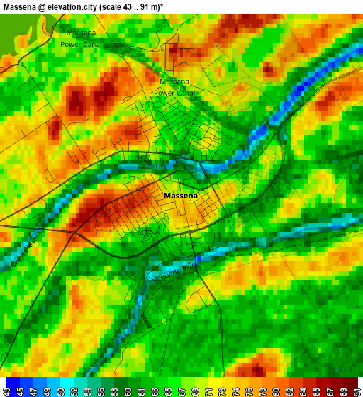 Massena elevation map