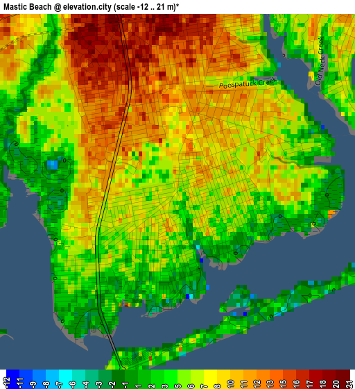 Mastic Beach elevation map