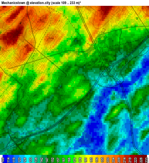 Mechanicstown elevation map