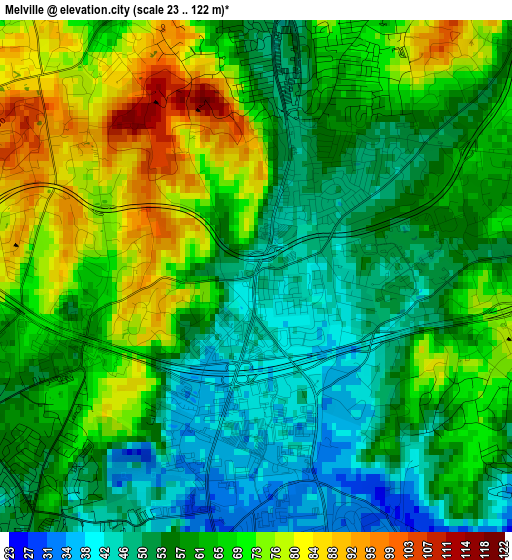 Melville elevation map