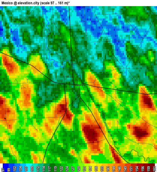 Mexico elevation map