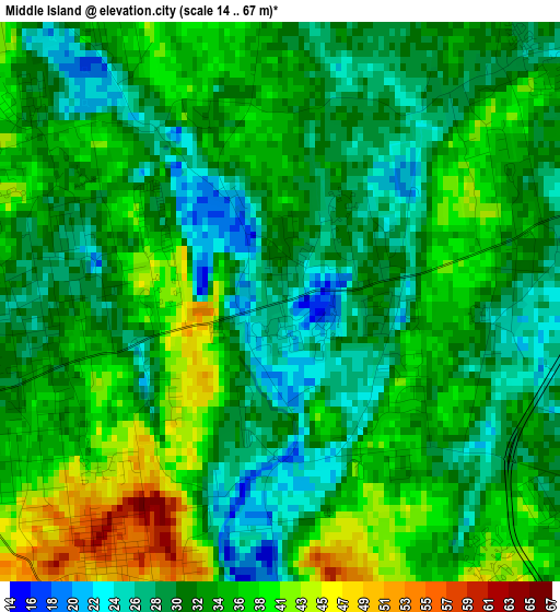 Middle Island elevation map