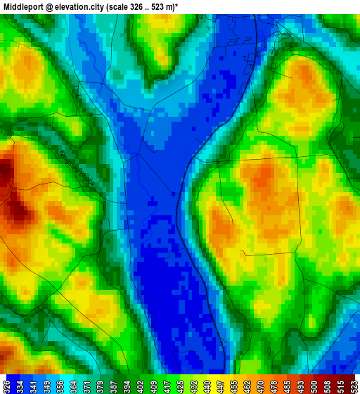 Middleport elevation map