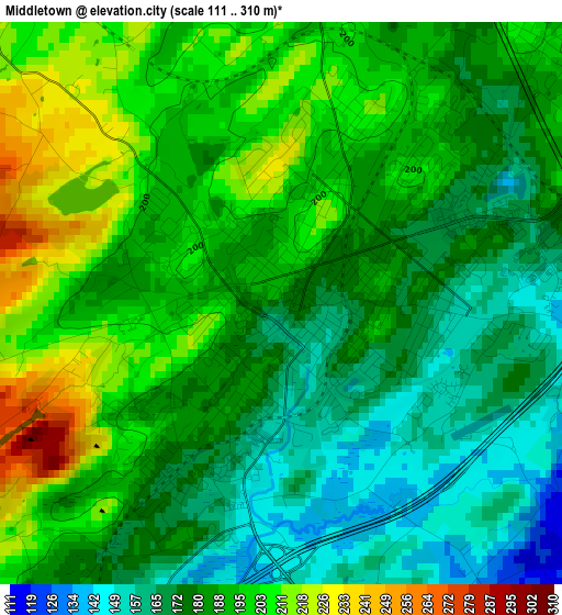 Middletown elevation map