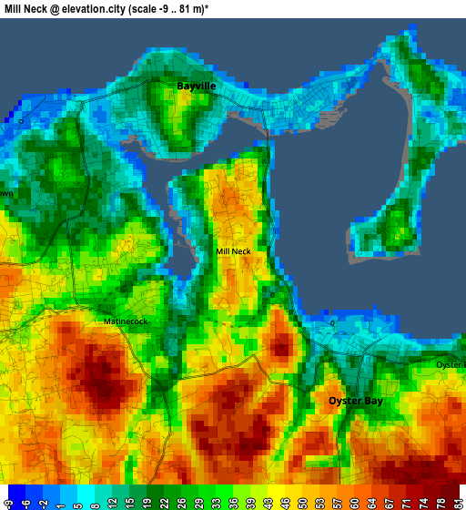 Mill Neck elevation map