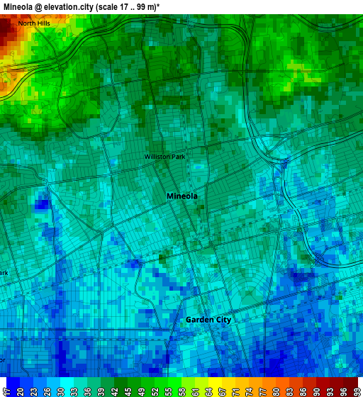 Mineola elevation map