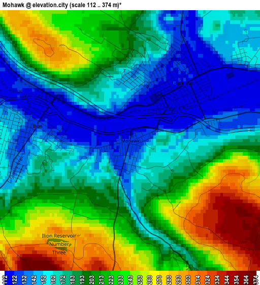 Mohawk elevation map