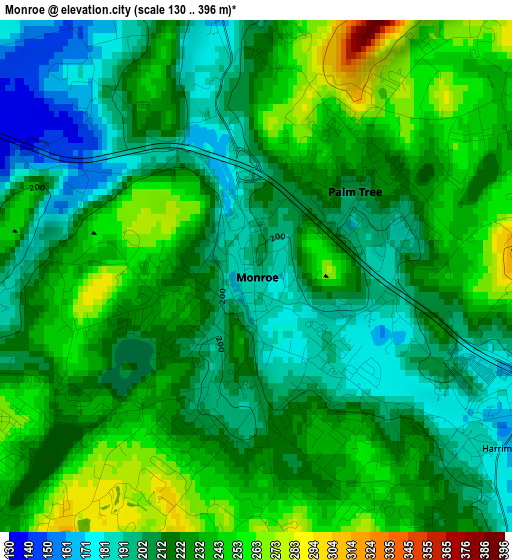 Monroe elevation map