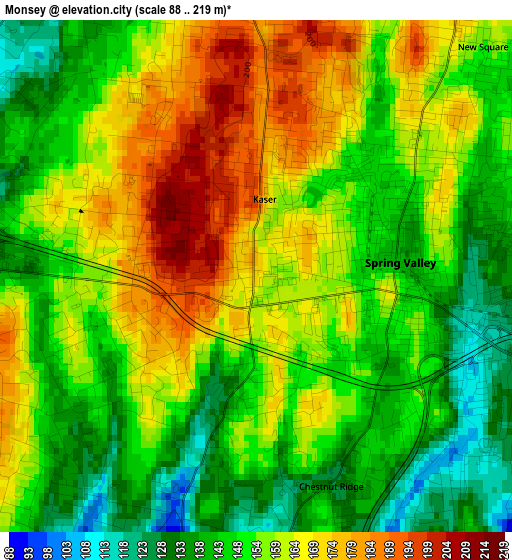 Monsey elevation map