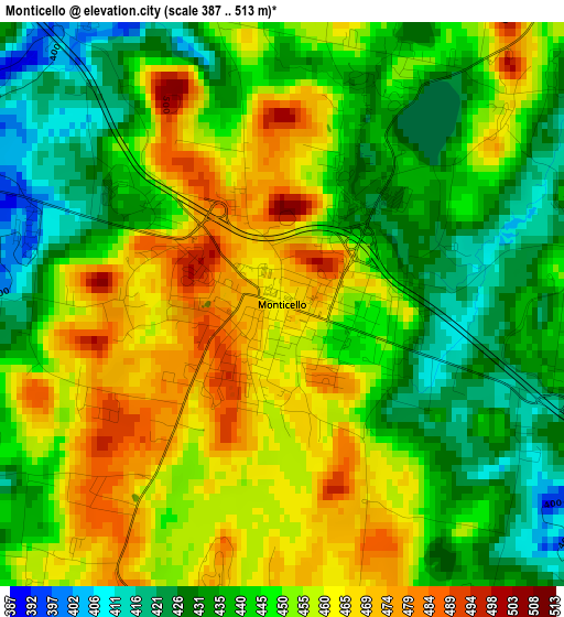 Monticello elevation map