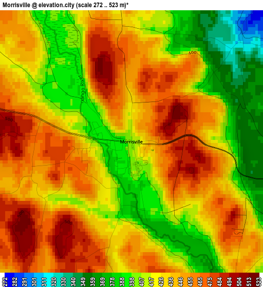 Morrisville elevation map