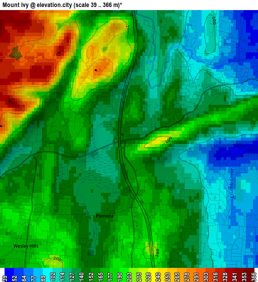 Mount Ivy elevation map