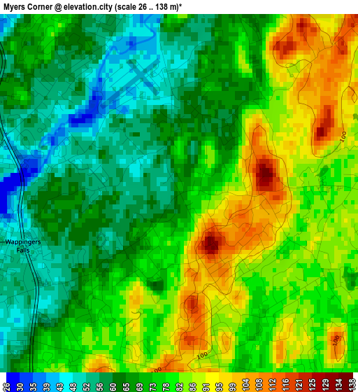 Myers Corner elevation map