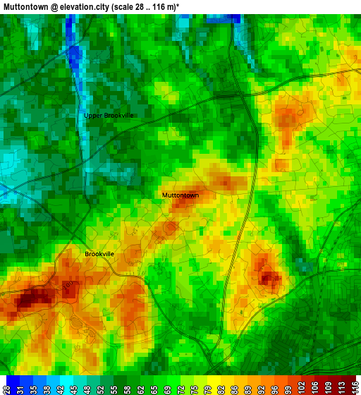 Muttontown elevation map