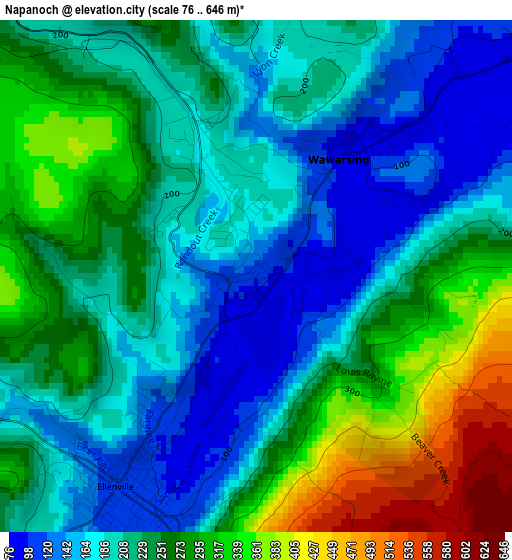 Napanoch elevation map