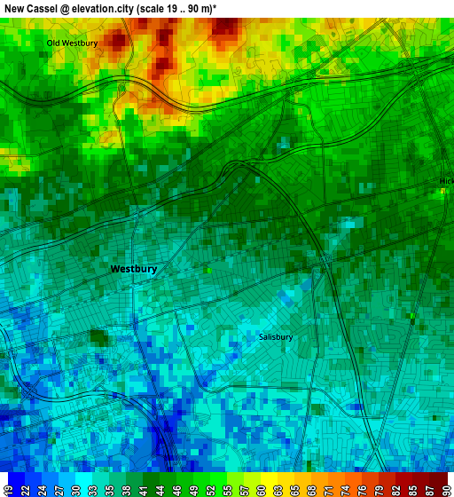 New Cassel elevation map