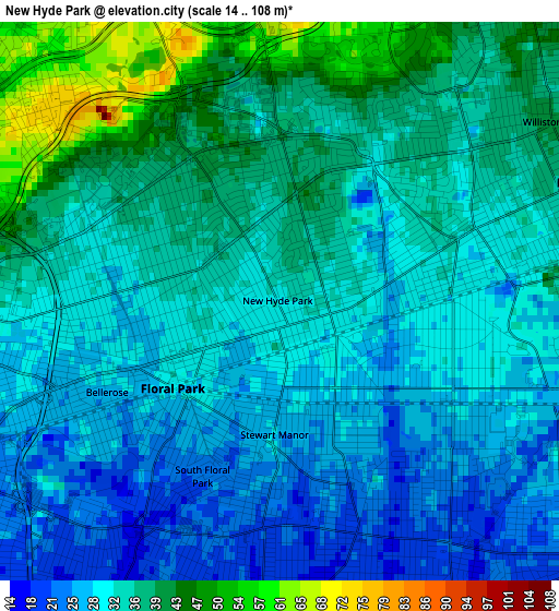 New Hyde Park elevation map