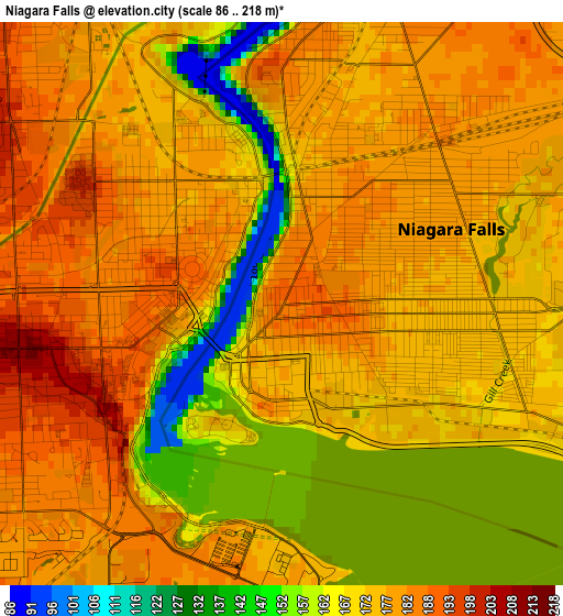 Niagara Falls elevation map