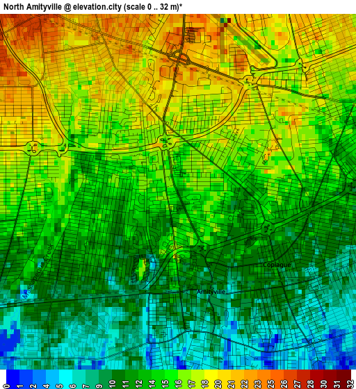 North Amityville elevation map