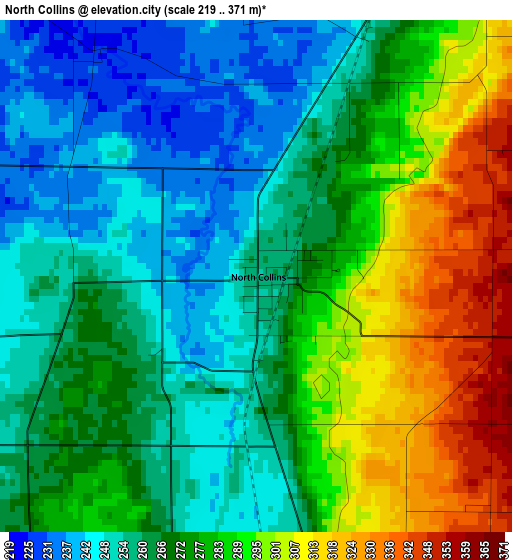 North Collins elevation map