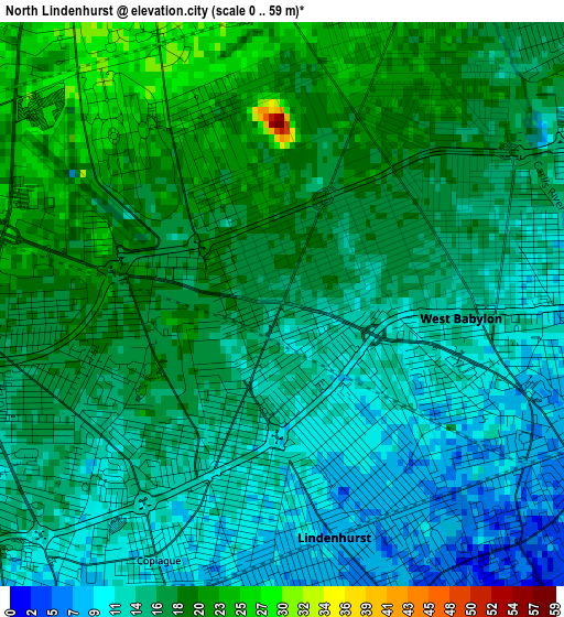 North Lindenhurst elevation map