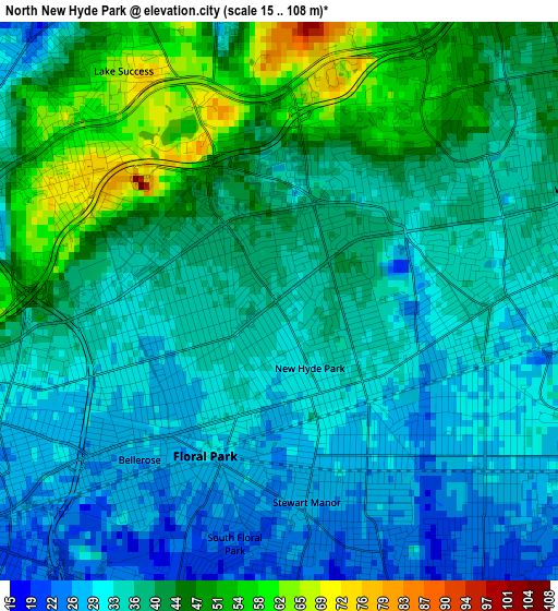 North New Hyde Park elevation map