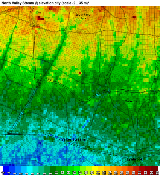 North Valley Stream elevation map