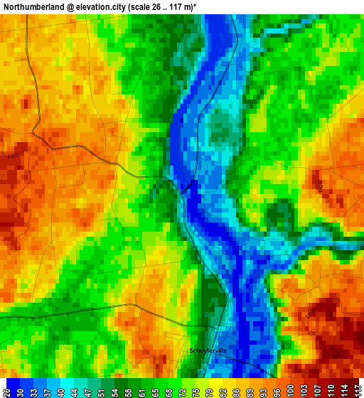 Northumberland elevation map