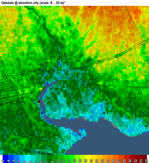 Oakdale elevation map