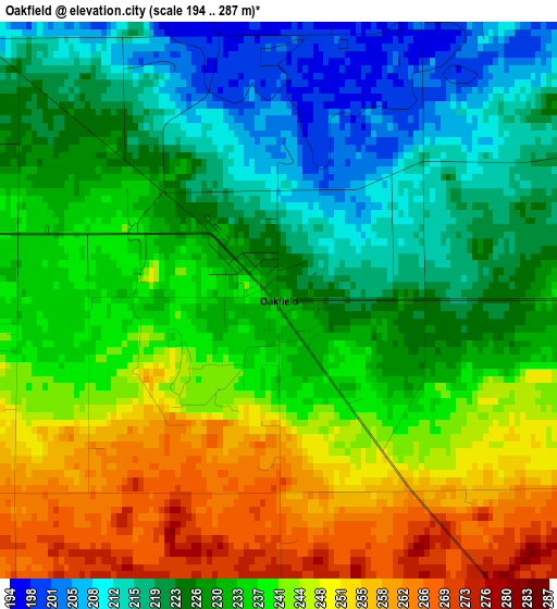 Oakfield elevation map