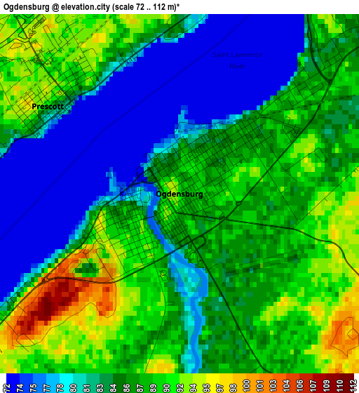 Ogdensburg elevation map