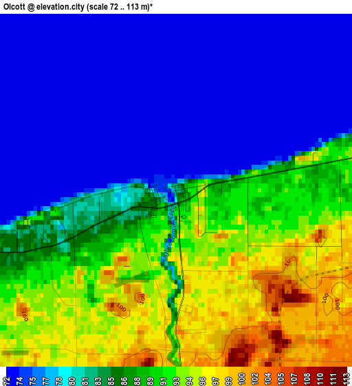 Olcott elevation map