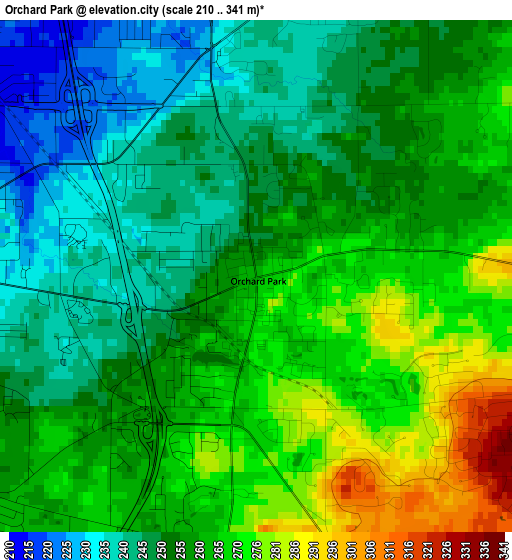 Orchard Park elevation map