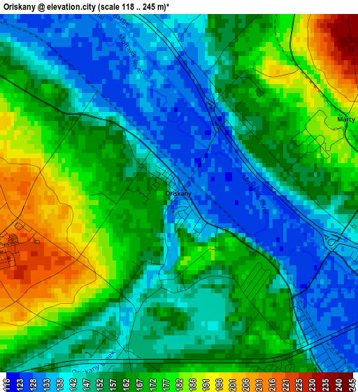 Oriskany elevation map