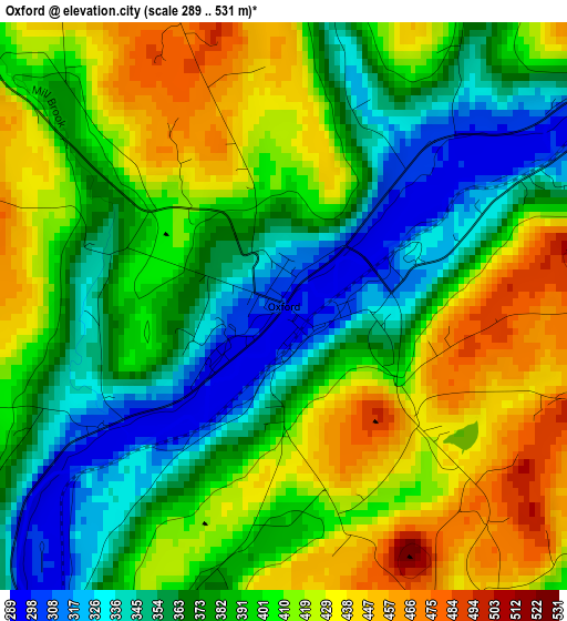 Oxford elevation map