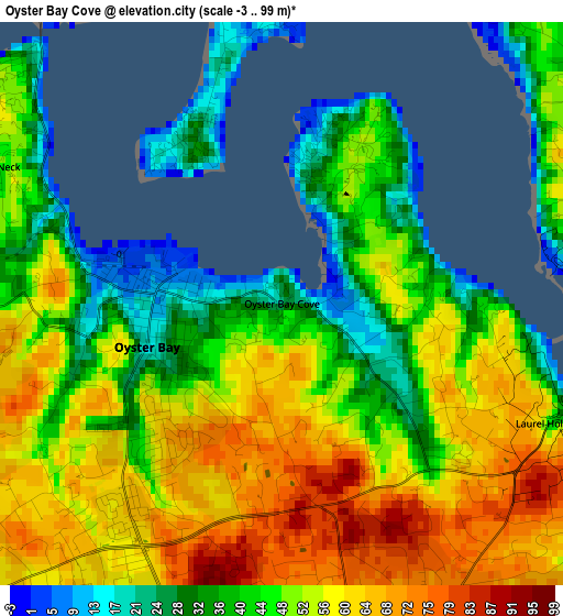 Oyster Bay Cove elevation map