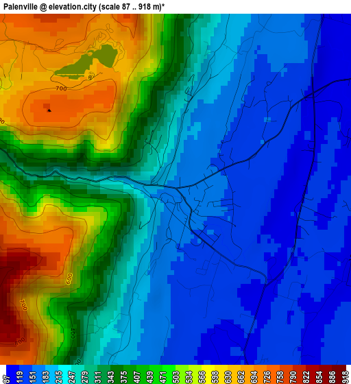 Palenville elevation map