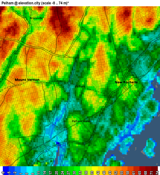 Pelham elevation map