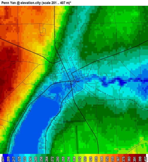 Penn Yan elevation map