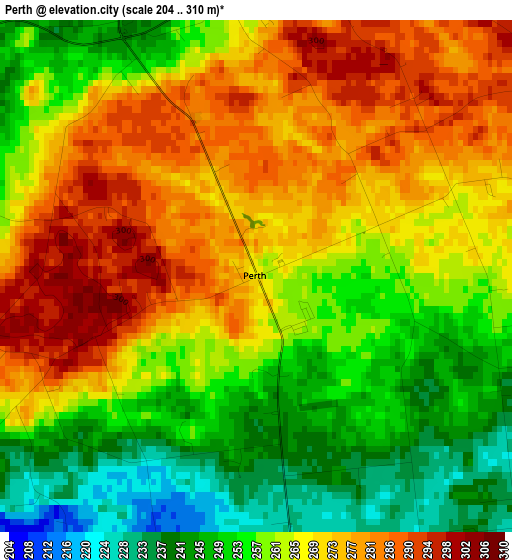 Perth elevation map