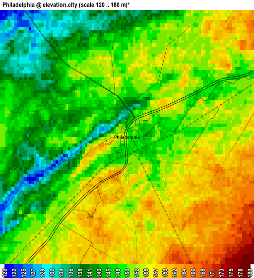 Philadelphia elevation map