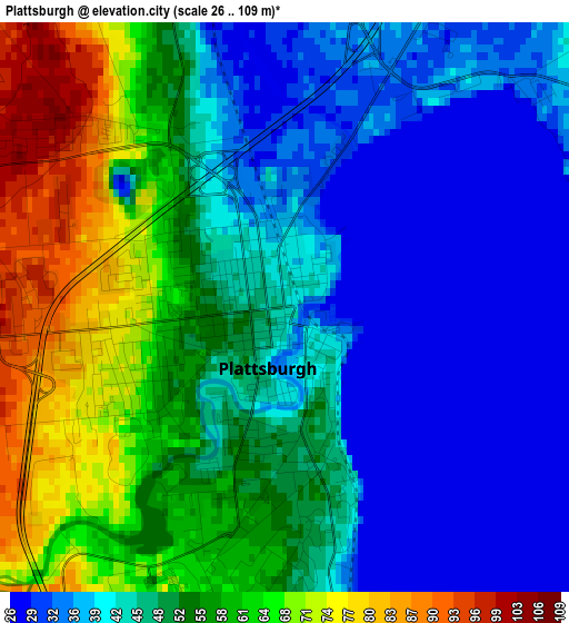 Plattsburgh elevation map