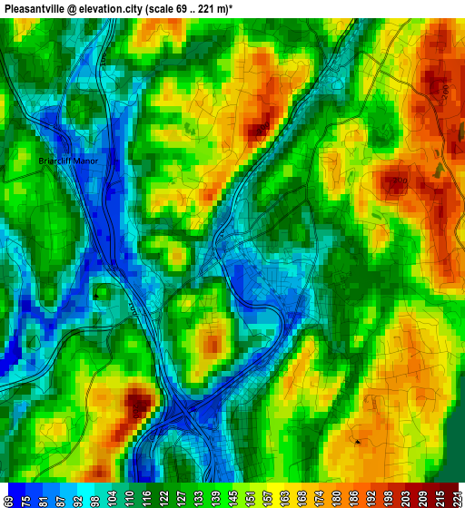 Pleasantville elevation map